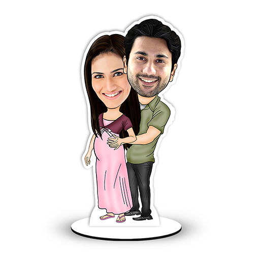 Foto Factory Gifts® Personalized Pregnant Wife Couple Caricature Cutout  (Wooden_8 inch, x 5 inch_Multicolour) CA0117 : Amazon.in: Home & Kitchen